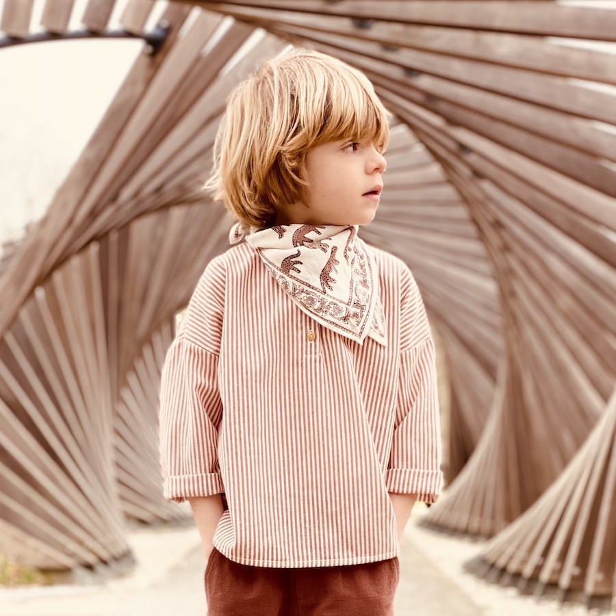 Petit foulard manika Bengale / Latte – Image 2