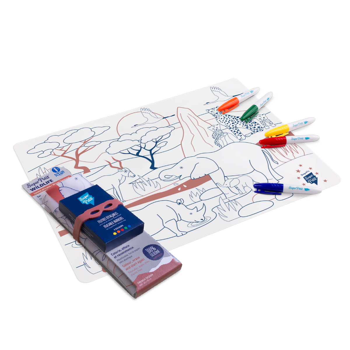 Super petit set panda banquise savane animaux imagination enfants silicone coloriage magique feutres lavable eau calme amusement accessoires jeux jouets le béguin de Charlie concept store tours parents cadeaux anniversaire