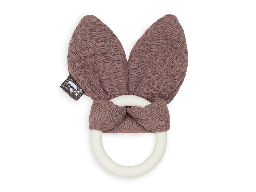 anneau de dentition texturé marron - objet de dentition bébé - idée cadeau de naissance de la marque Jollein - disponible en ligne et en boutique chez Le béguin de Charlie à Tours