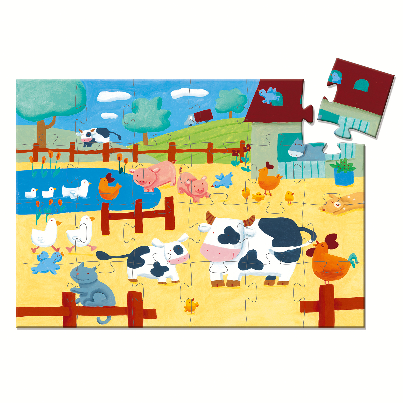 puzzle enfant vache animaux ferme poule cochon chat