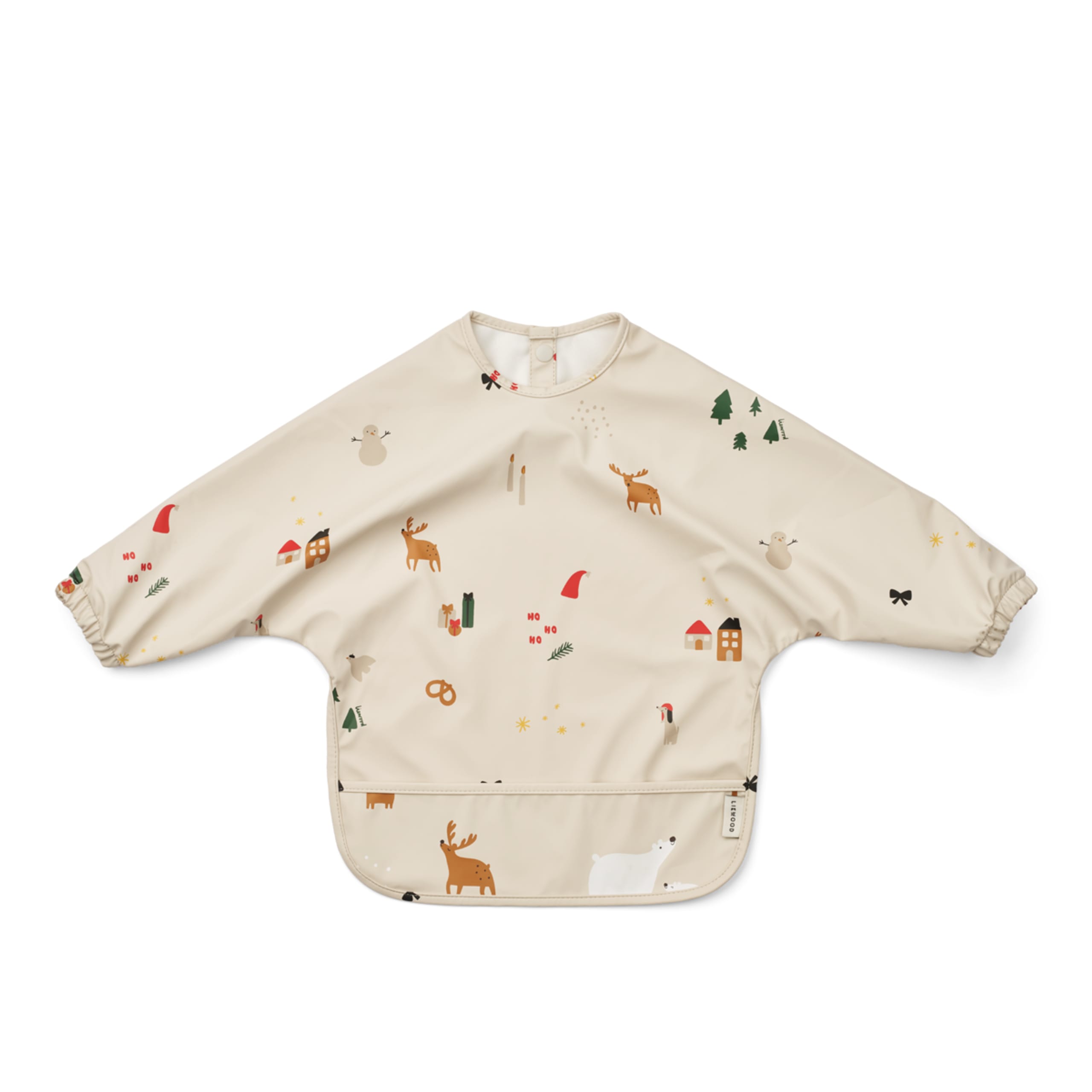 bavoir tablier à manches longues avec un motif holiday Noel pour enfant et bebe pour les repas la peinture ou autre activité Liewood, le béguin de Charlie, Tours