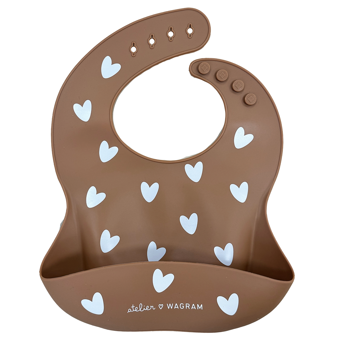 bavoir en silicone pour bebe et enfant avec motif coeurs repas atelier Wagram, le béguin de Charlie, Tours