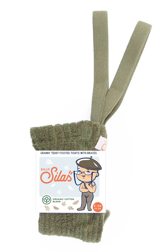 collant avec pieds granny couleur olive mode pour bebe et enfant avec bretelles Silly Silas, le béguin de Charlie, Tours