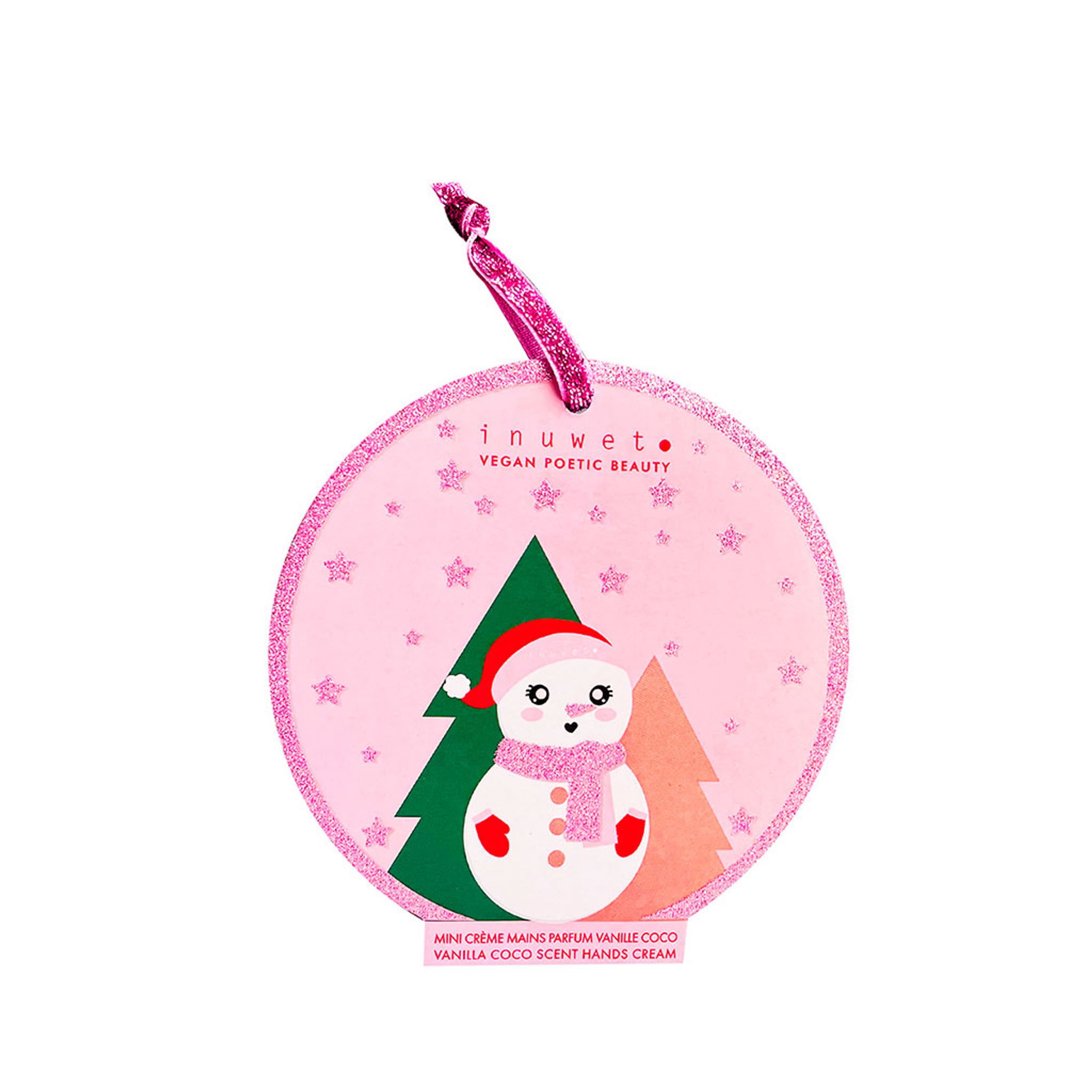 crème pour les mains coco dans une boule de Noel prêt à offrir de la marque inuwet