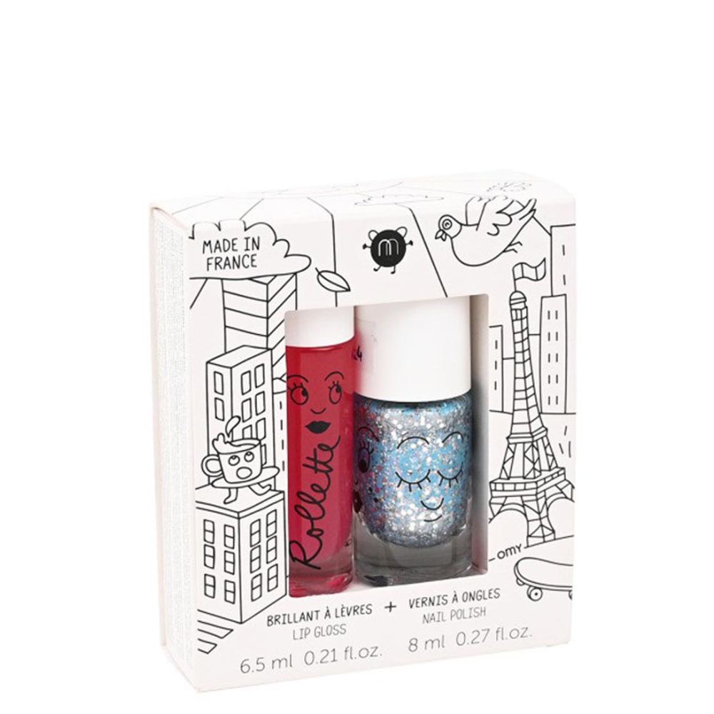 petit coffret de maquillage spécialement pour les enfants avec des produits naturels idée de cadeau baume à lèvre et vernis parfumé de la marque Nailmatic chez le béguin de Charlie à Tours