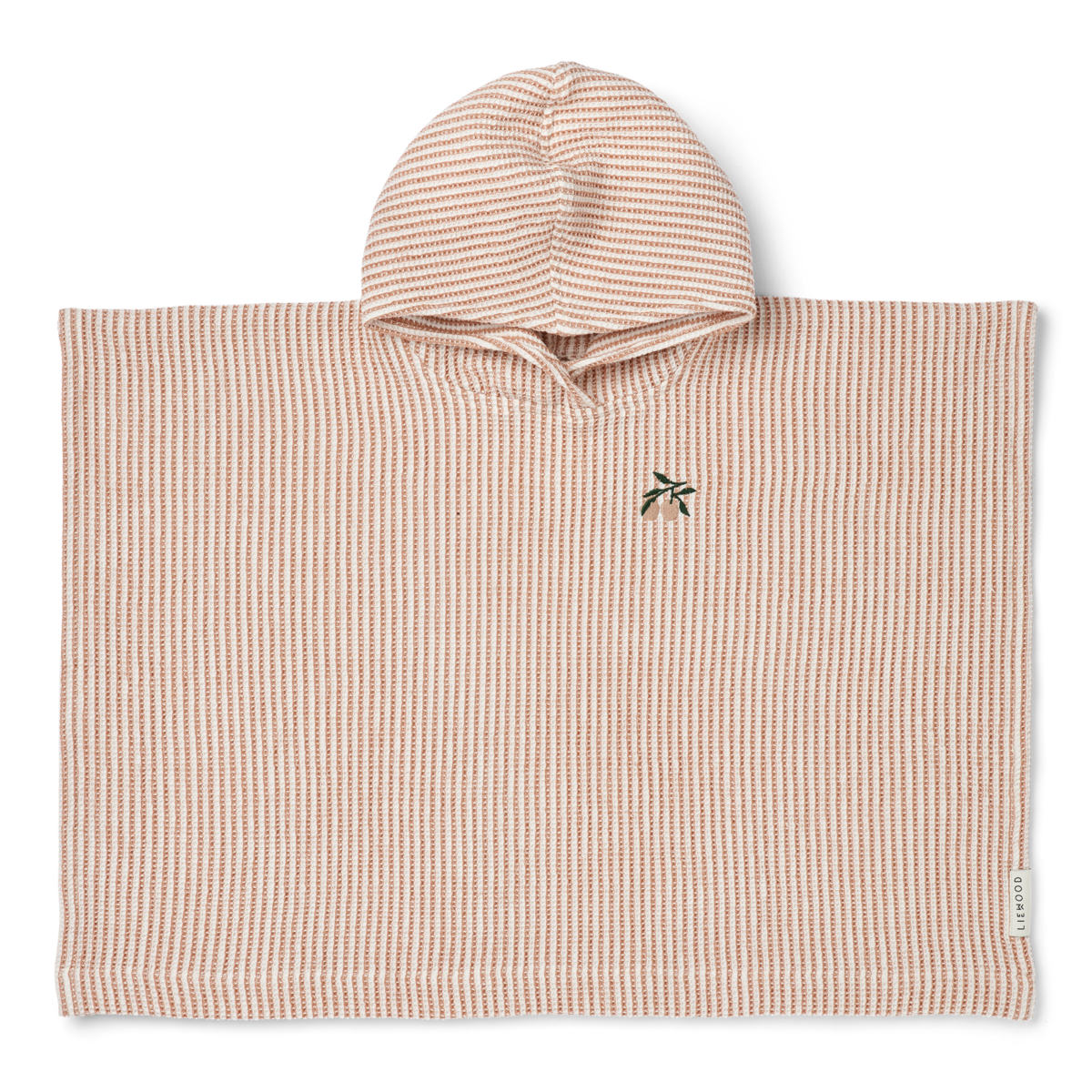 poncho à rayures rose pour la plage, la piscine ou la bain et la douche - marque Liewood disponible en ligne ou en boutique chez Le béguin de Charlie à Tours