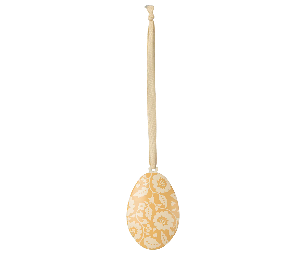 décoration en forme d'oeuf jaune avec des fleurs - ornement - de la marque Maileg disponible en ligne ou en boutique chez Le béguin de Charlie