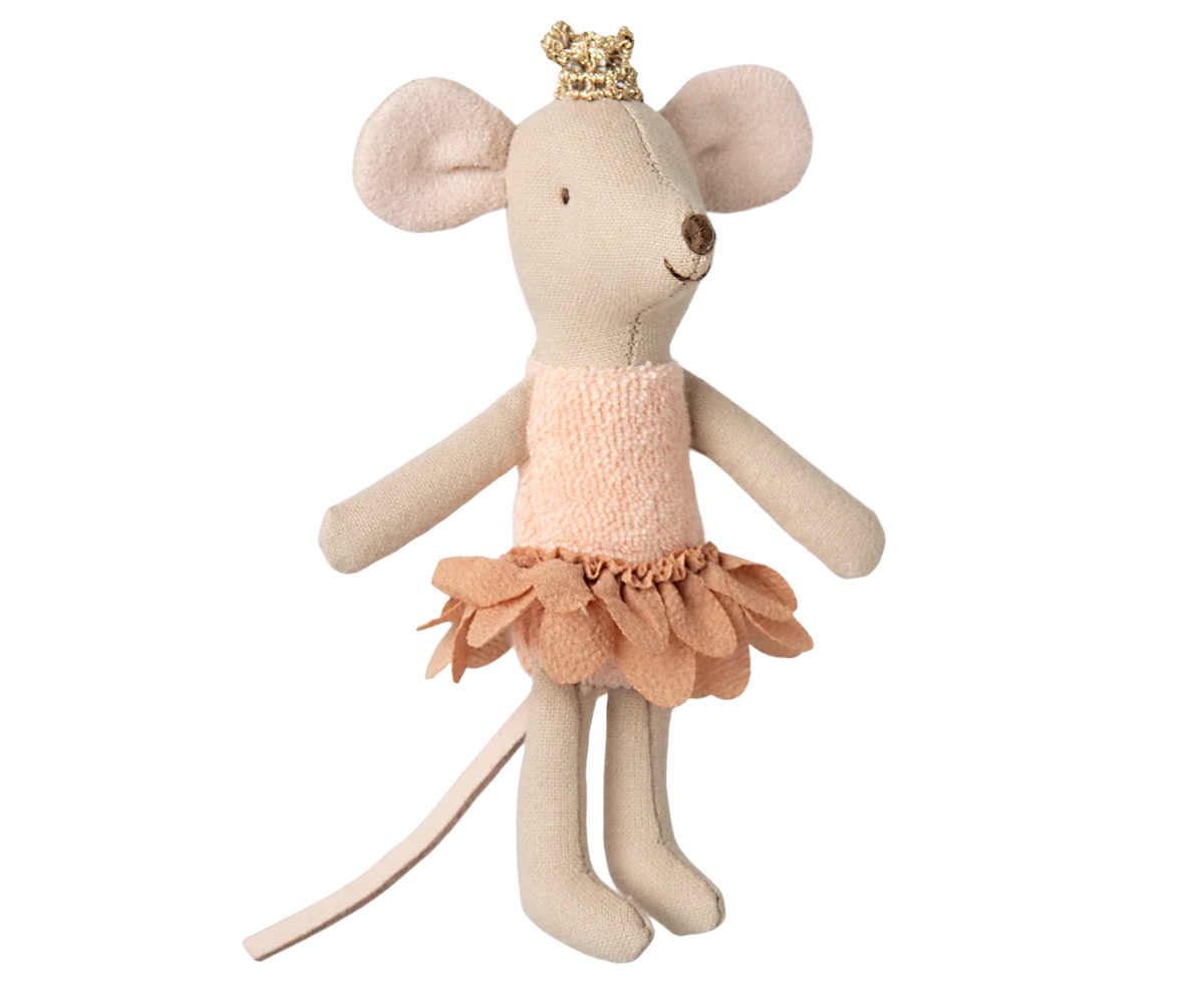 souris princesse avec sa couronne et son joli tutu rose et dans une boîte - idée de cadeau de collection de la marque Maileg - disponible en ligne et en boutique chez Le béguin de Charlie à Tours