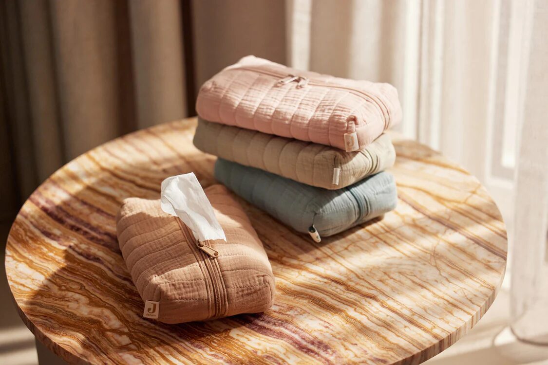 pochettes pour lingettes bébé en gaze de coton - marque Jollein - disponible en ligne et en boutique chez Le béguin de Charlie à Tours