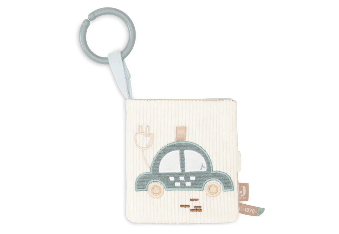 livre d'éveil en tissu sur le thème des voitures - joies d'éveil pour bébé et idée de cadeau de naissance - marque Jollein - disponible en ligne et en boutique chez Le béguin de Charlie à Tours