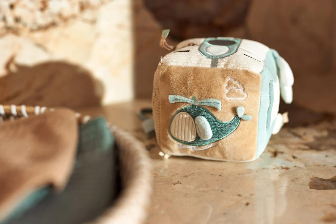 cube d'éveil pour bébés et enfants - jouet, cadeau de naissance - thème des voitures - marque Jollein -disponible ne ligne et en boutique chez Le béguin de Charlie à Tours