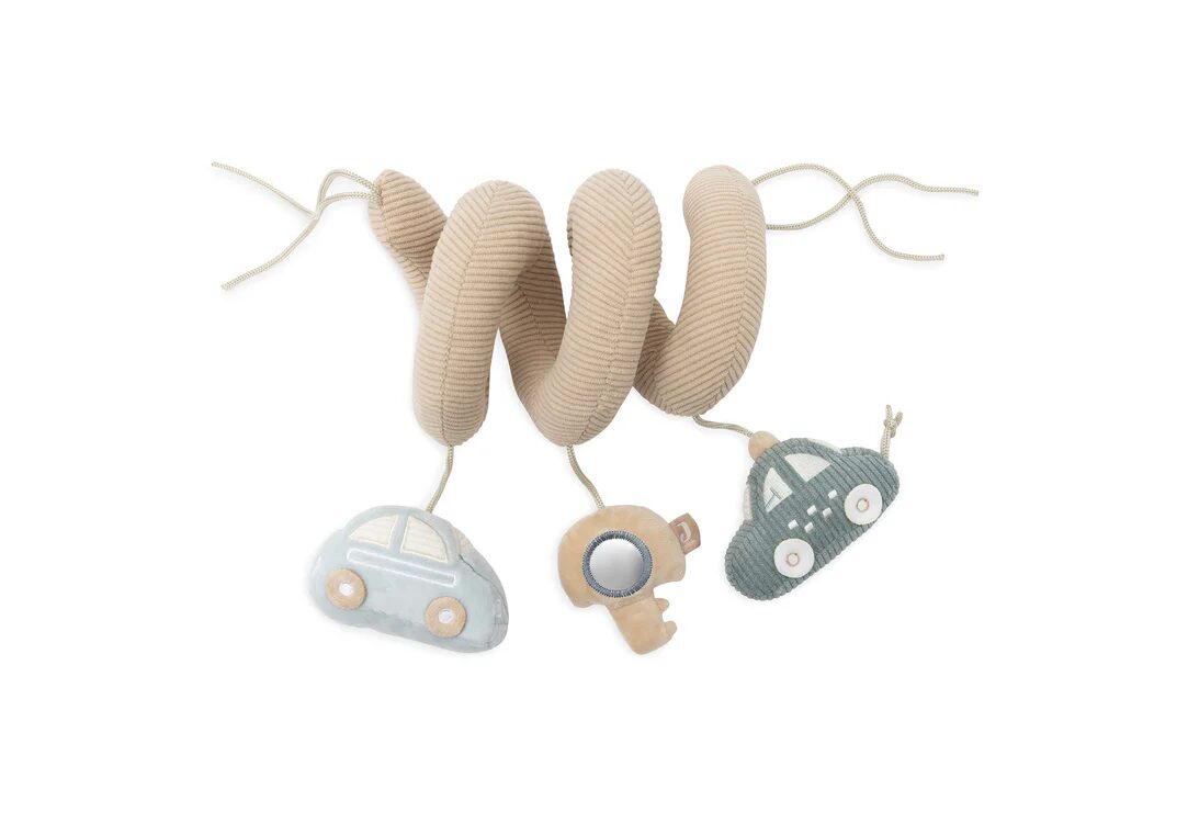 spirale d'activité jouet pour poussette pour voiture et berceau avec des jouets sur le thème des voitures - marque Jollein On the go pour l'éveil des enfants et des bébés - disponible en ligne et en boutique chez Le béguin de Charlie à Tours