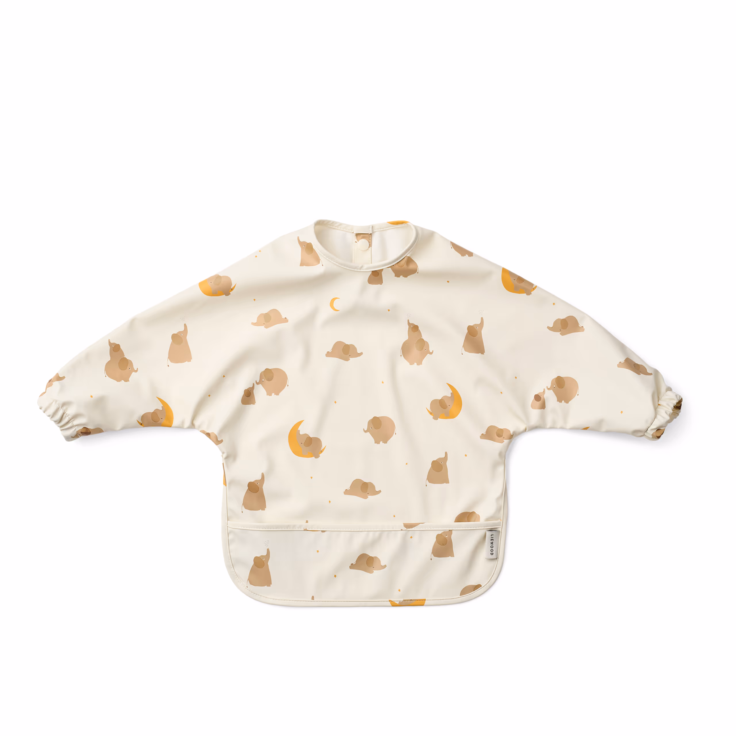 bavoir à manches longues pour bébés et enfants motif éléphants - de la marque Liewood - repas bébés et enfants - disponible en ligne et en boutique chez Le béguin de Charlie à Tours