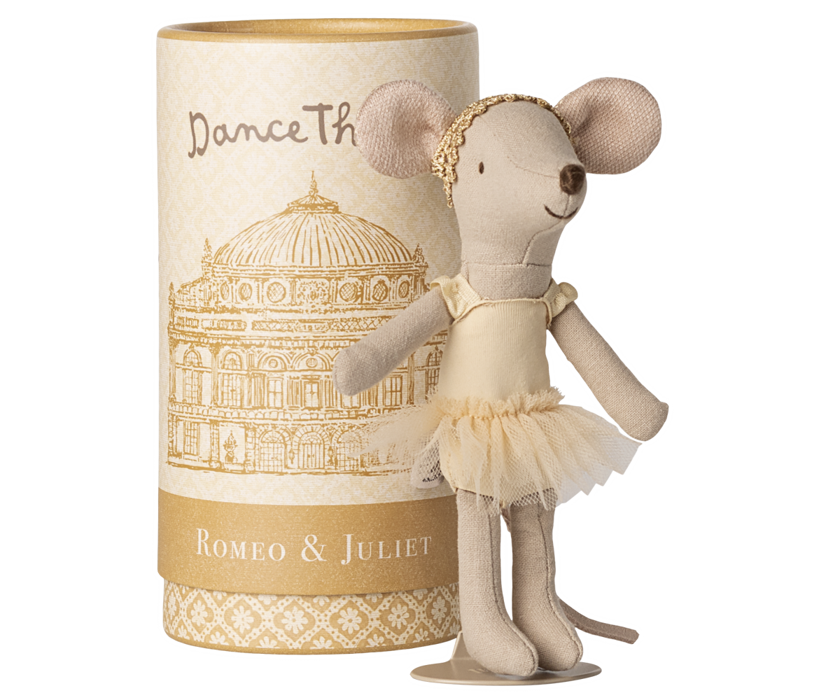 petite souris danseuse de ballet en tissu avec une boite de rangement