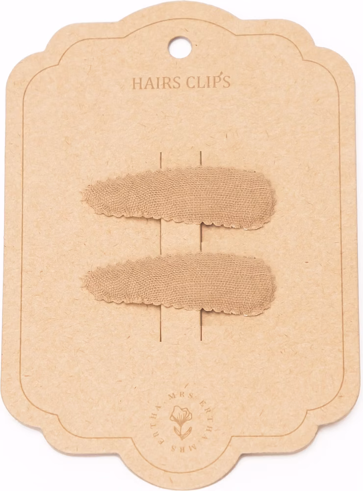 lot de 2 barrettes couleur Taupe - accessoire cheveux enfants et adultes - de la marque Mrs Ertha - disponible en ligne et en boutique chez Le béguin de Charlie à Tours