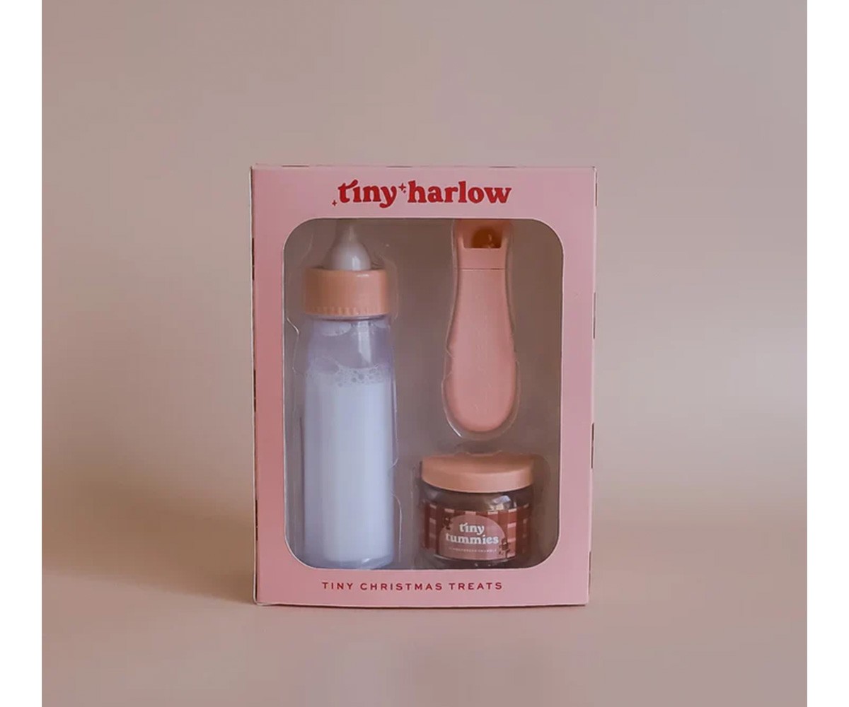 coffret pour poupée - thème Noel avec biberon et petit pot gout pain d'épice - petit pot et biberon pour poupées - de la marque Tiny Harlow - disponible en ligne et en boutique chez Le béguin de Charlie à Tours