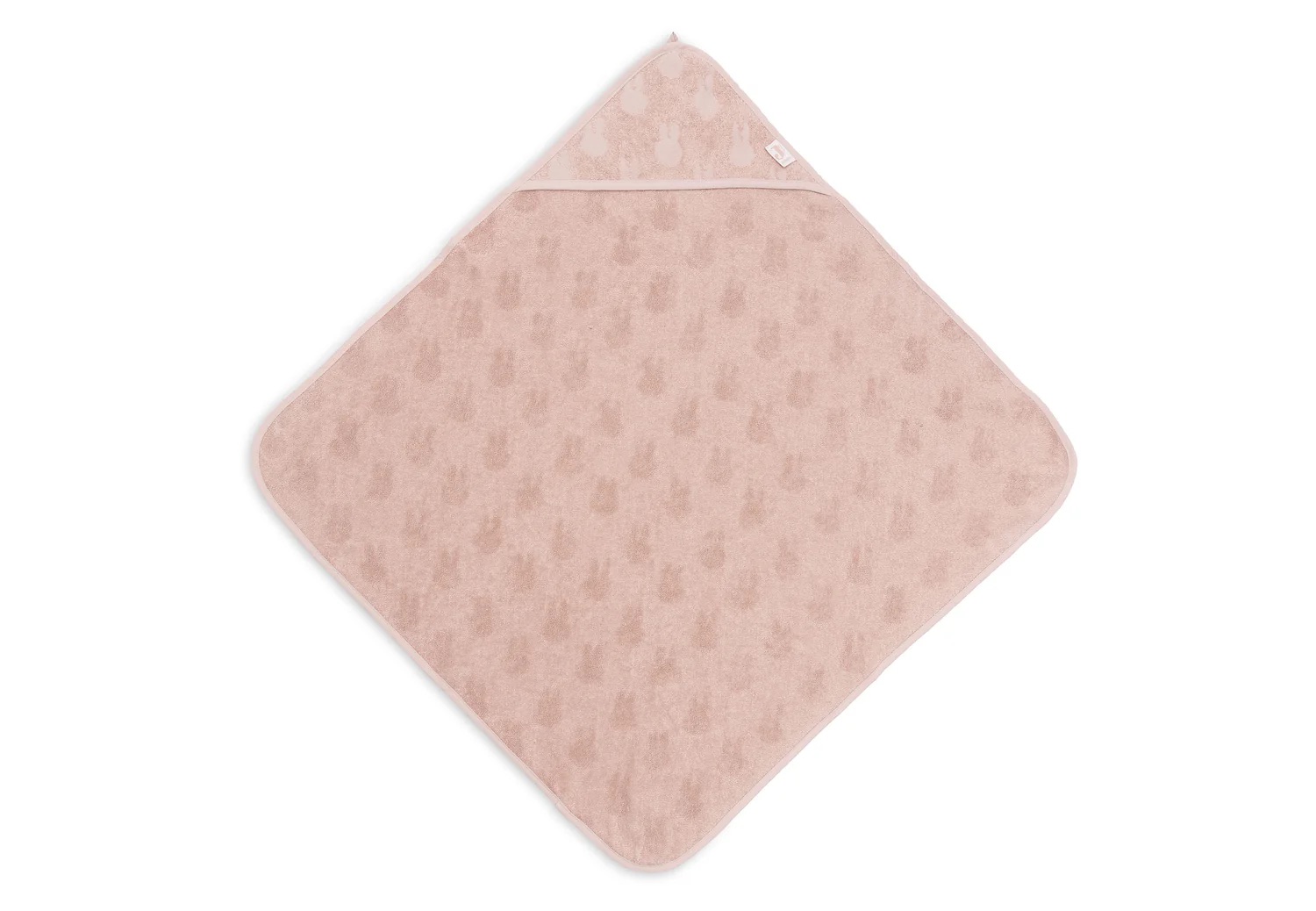 cape de bain Miffy rose pour bébé et enfant à la sortie de la douche de la marque Jollein chez Le béguin de Charlie